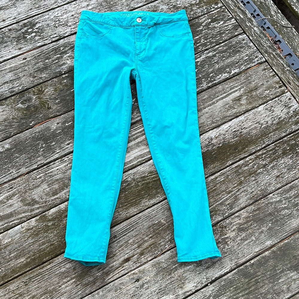 American Eagle Turquoise Super Stretch Extreme Jegging 14 R